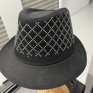 Rhinestone Embezzled Fedora Red or Black One Size Fits All